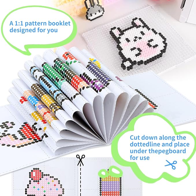 Quefe 11800pcs Fuse Beads Craft Kit, 36 Colors 5mm Beads, Melting Beads Set for Girls, Including Pegboards, Ironing Paper, Tweezers, Great Gift for Birthday