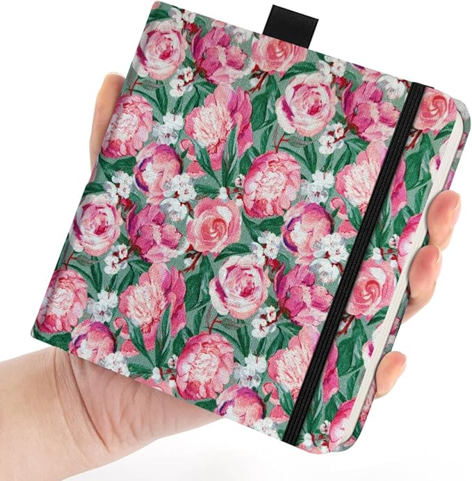 Watercolor Art Sketchbook,5 x 5 inches Portable Hardcover Journal Sketchbook,30 Sheets 140lb/300gsm Acid-Free Drawing Paper,Travel Mixed Media Notebook for Beginners Artists,Pink Peony