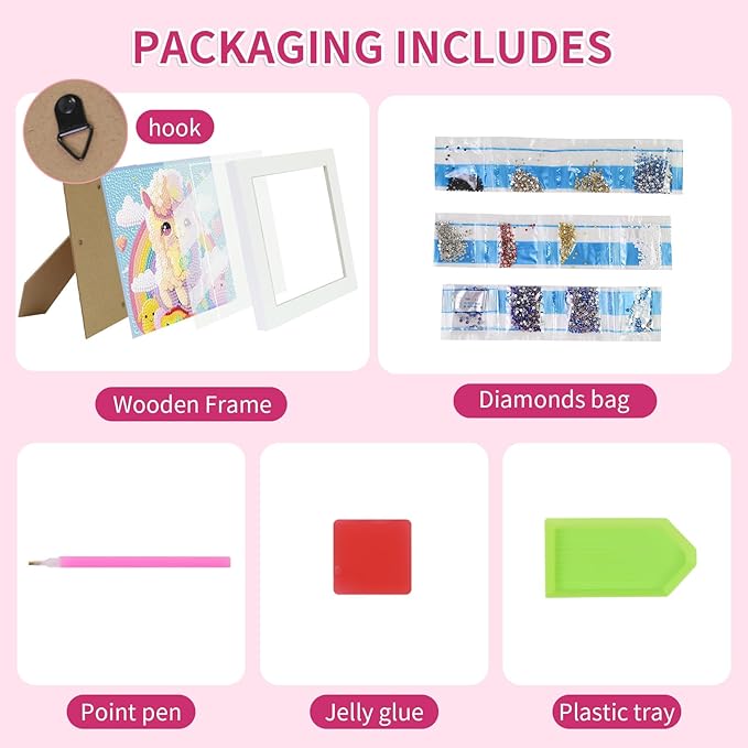 PERFECTSIGHT Cute 5D Diamond Art Kits with Wooden Frame, Kawaii DIY Painting Art for Adults Teen, Diamond Arts and Crafts Sets, Big Gem Full Drill Diamond Dots for Women Beginners (Alpaca)
