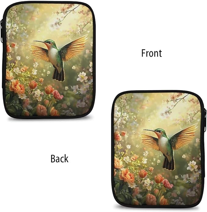 Hechitok Hummingbird Flower Crochet Hook Case, Zipper Storage Organizer Bag with Web Pockets for Crochet Needles/Knitting Accessories/Crochet Hook Kit Tools Easy to Hold