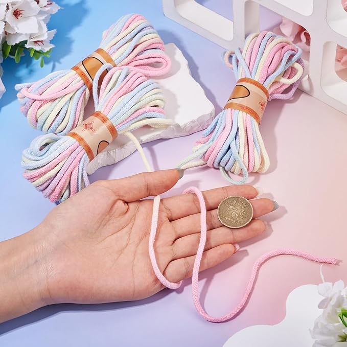 98.46 Feet Pink 3-3.5mm Macrame Cord Twisted Soft Macrame Rope Segment Dyed Decorative Cord Sewing Twine Craft Thread for DIY Crafts Knitting Plant Hangers Christmas Wedding Decoration