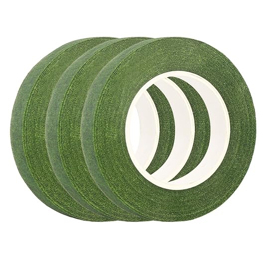 DECORA 1/2" Wide 3 Rolls Green Floral Stem Wrap Tapes for Bouquets and Brooch