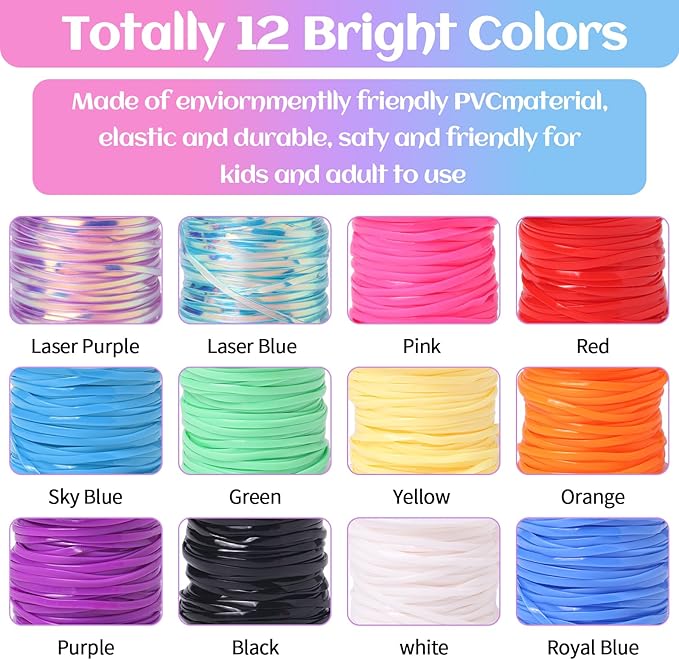 Candygirl Lanyard String, 12 Rolls Gimp String Plastic Lacing Cord Elastic String for Bracelet Keychains Boondoggle Making Kit DIY Craft Weaving Kit for Adult Kids Girls（787 Feet）
