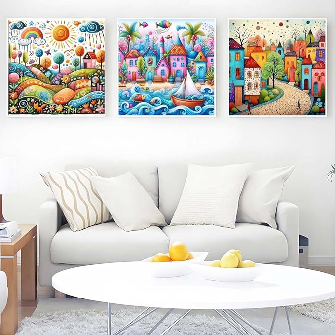 YPF 4 Packs Diamond Painting Kits for Adults Cartoon Diamond Painting Crafts DIY 5D Diamond Art Kits for Beginner Home Wall Decoration Gift 11.8x11.8 Inches (4 Pack Landscape Abstract)