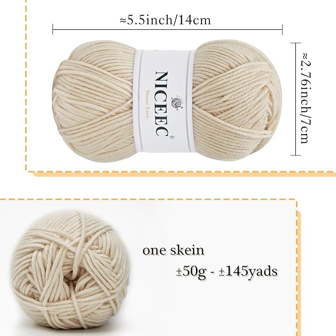 NICEEC 300g Soft Assorted Colors Yarn - Sport Weight,100% Acrylic, 4 Ply, Bonbons Yarn for Crochet & Knit, DIY Project Starter Kit for Kids or Adults(Total 870yds) - Series 15