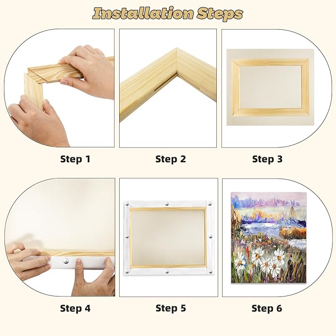 12x16 inch Stretcher Bars for Canvas Painting, Premium Wooden Frame Strips, Easy to Assemble Canvas Frame Kit, Ready-to-Hang Gallery Wall Art for Home Decor, DIY, Paint By Number