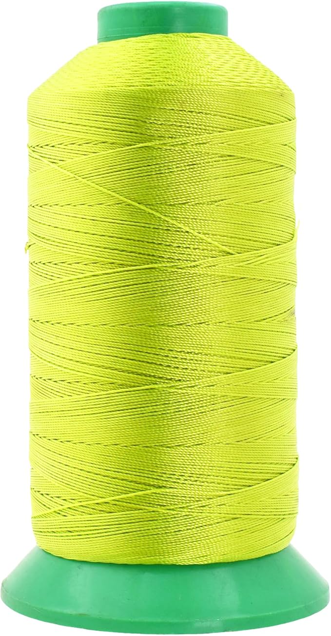 Mandala Crafts Size 138 420D T135 Bonded Nylon Thread - Lime Green 1250 YDs Tex 135 Heavy Duty Sewing Threads for Leather, Jeans, Weaving, Outdoor Marine Upholstery