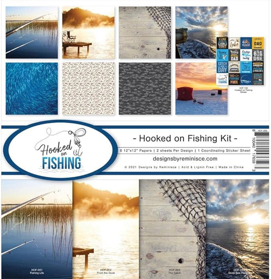 Reminisce Hooked on Fishing Collection Scrapbook and Card Kit, White (HOF-200)