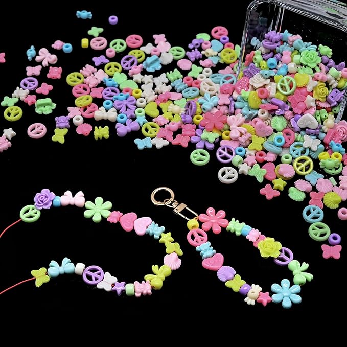 Assorted Acrylic Beads for Bracelet Making kit, 200g+ 11-Style, Pony Candy Kawaii Charms Beads DIY Craft Supplies for Jewelry Keychain Necklaces (Mixed II Candy Color, 440+Pcs, 0.45lb.)