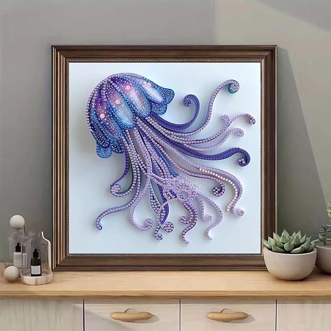 SHICERNHJ 5D Diamond Painting Kits for Adults-Special Shape Diamond Art Kits for Jellyfish,DIY Crystal Rhinestones Painting kit for Home Wall Decoration 12 × 12 inch