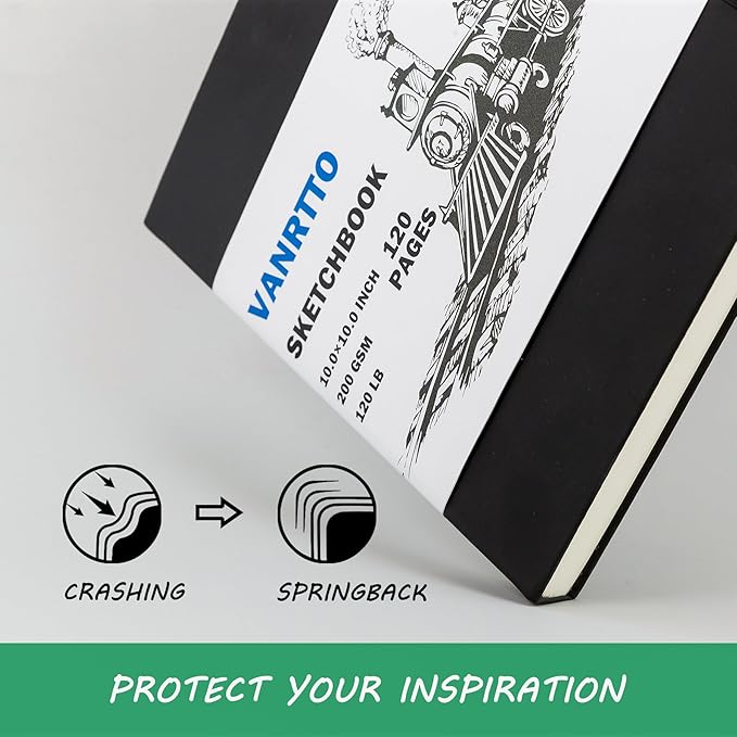 Hardcover Sketch Book, Square Sketchbook with 120LB/200GSM Thick Drawing Paper, 120 Pages/60 Sheets Sketch Pad for Adults and Kids, Large Mixed Media Sketchbook on 2 Pack 8x8 Inch