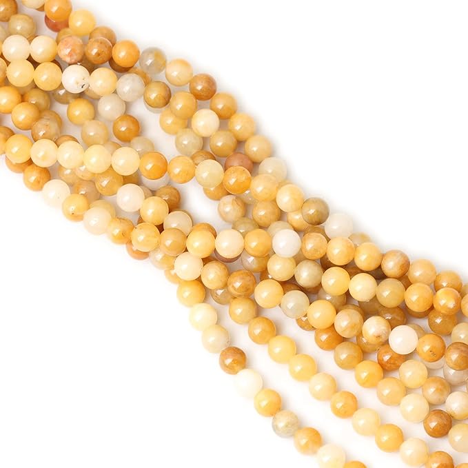 cheavian 45pcs 8mm natural yellow jade multi-color gemstone round loose beads for jewelry making diy handmade materials 1 strand 15"