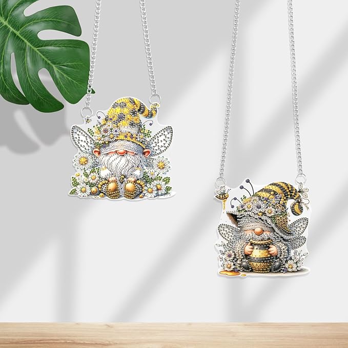 2 PCS Diamond Painting Pendant Diamond Art Suncatchers Diamond Art Pendant Hanging Diamond Art Pendant Kits Pendant Ornaments Diamond Painting Gnome Hanging Pendant Diamond Painting Gnome