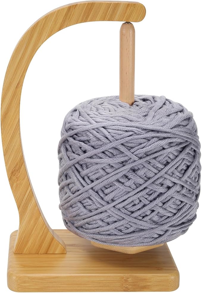 Yarn Holder for Crocheting and Knitting - Magnetic Wooden Yarn Holder Spinner, Ideal for Crochet Accessories, Knitting Accessories, Cool Gifts for Crocheters and Knitting Lovers （Natural）