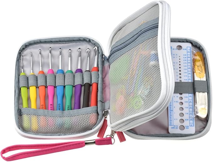 KOKNIT Crochet Hooks Set with Storage Case, 68pc Knitting Accessories, Soft Grip Ergonomic Crochet Needles, Smooth Coloured Aluminum Yarn Crochet Hooks Crochet Kit with Crochet Tools