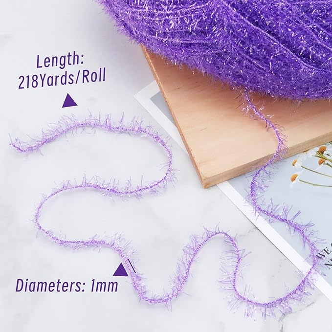 JeogYong Scrubby Yarn 2 Skeins (2 x 100g, 2 x 218yd) Scrubby Sparkle Yarn, Fluffy Polyester Scrubbie Crochet String for Crocheting Knitting Dishcloths Washcloths DIY Projects