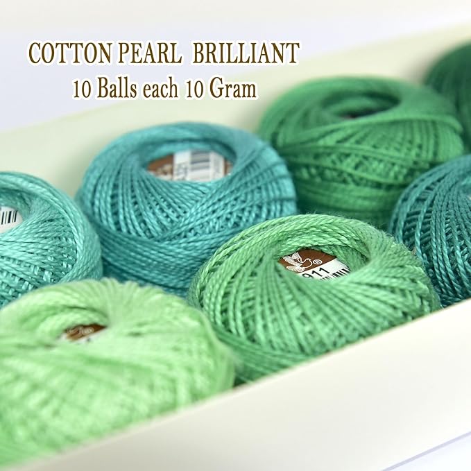 Double Mercerized Egyptian Long Staple Cotton Pearl Thread Ball 10 Grams Rainbow Color Embroidery Thread 10 Colors per Box for Crochet Hardanger Cross Stitch Hand Embroidery,cayon Series