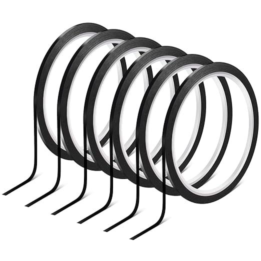 6 Rolls 1/8 Whiteboard Tape - Thin Dry Erase for Art, Charts & Whiteboards - Pinstripe Paper Tape, 108 Feet per Roll