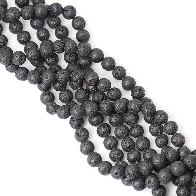 cheavian 10mm 35pcs black lava volcanic stone gemstone round loose beads for jewelry making 1 strand 15"