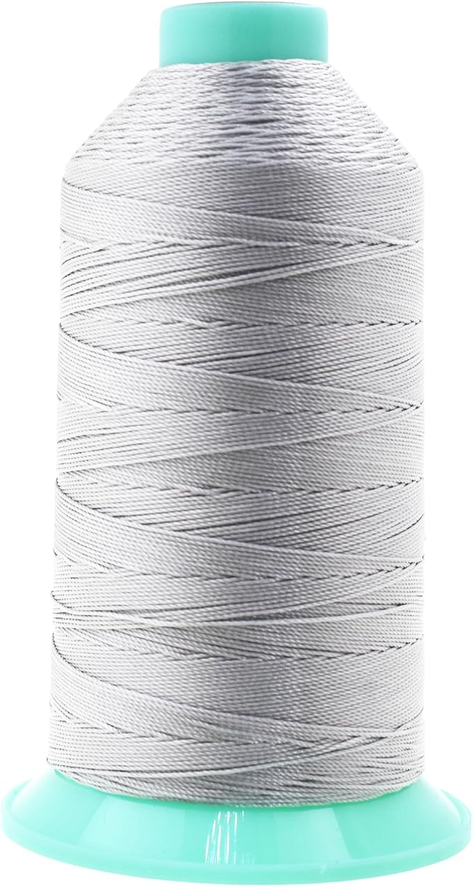 Mandala Crafts Size 207 630D T210 Bonded Nylon Thread - Silver 800 YDs Tex 210 Heavy Duty Sewing Threads for Leather, Jeans, Weaving, Outdoor Marine Upholstery