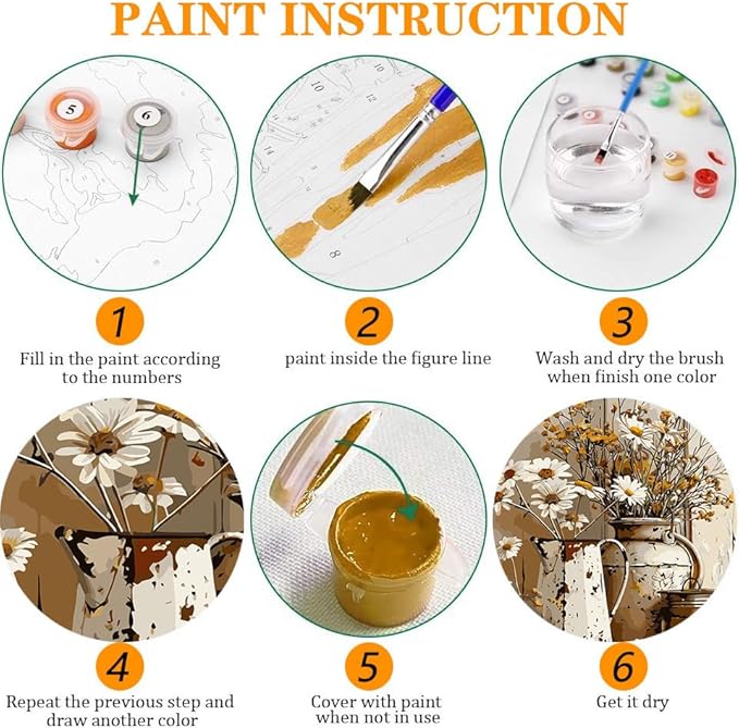 Axquilon Paint by Numbers Kit for Adults Beginner-Rustic Flowers Adult Paint by Number Kits on Canvas, Easy Adults' Paint-by-Number Kits Oil Painting for Gift Home Wall Decor 16x20in