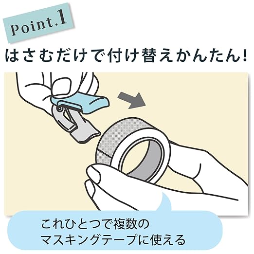 KOKUYO Washi Tape Cutter, Masking Tape Dispenser, Mini Portable Light Cutting, Clip Type, for 20-25mm Wide Tape, Light Pink, Japan Import (T-SM401LP)