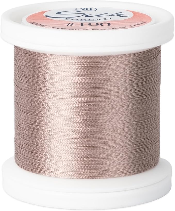 YLI Threads Silk Thread – 100 wt Fine Japanese Silk for Appliqué, EPP, and Quilting - Pinky Brown