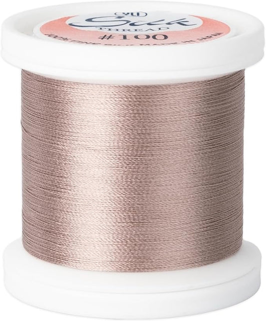 YLI Threads Silk Thread – 100 wt Fine Japanese Silk for Appliqué, EPP, and Quilting - Pinky Brown