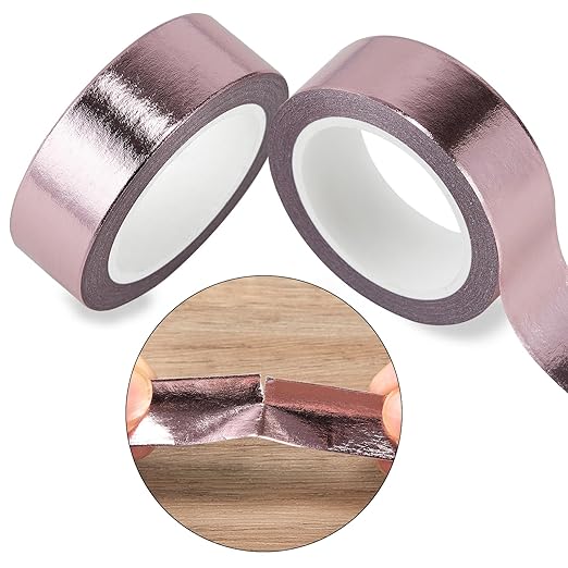 QDiShi Rose Gold washi Tape for Wall Decor Decorative,Foil Masking Tape Low Tack Self Adhesive Decorative Washi Tape Shiny Metallic Color washi Tape 0.59in x66FT