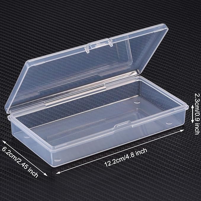 SATINIOR Pack of 12 Clear Plastic Bead Storage Containers with Hinged Lids for Beads and More (12.8 x 6.1 x 2.45 x 2.9 inches)