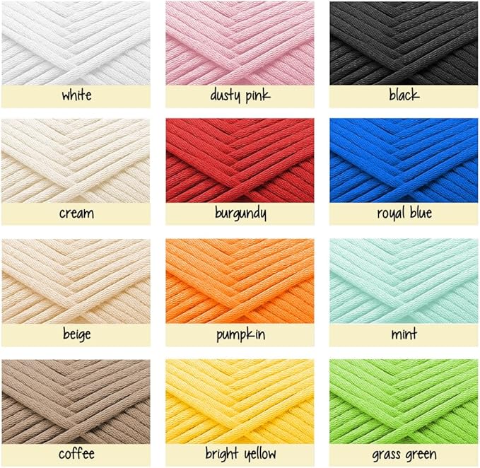 Soft Yarn for Crocheting – Crochet & Knitting Yarn, Beginner with Easy-to-See Stitches, 12 x 50g - 1200 Yards Amigurumi Yarns, Cotton-Nylon Blend Tshirt Yarns for Crocheting, Worsted Weight 4