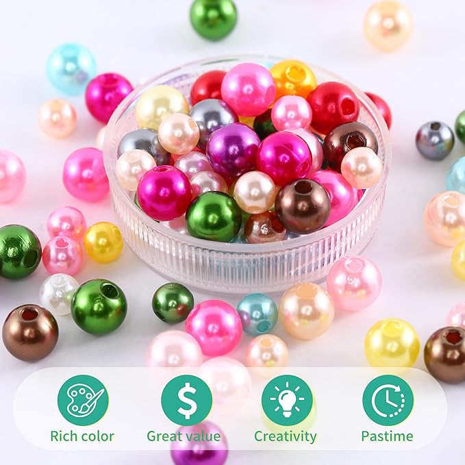 1400pcs Pearl Beads for Jewelry Making, 3 Size Multicolor Loose Beads Pearls for Bracelets Making Kit Small Pearl Filler Beads with Hole for DIY Craft Necklace Earrings