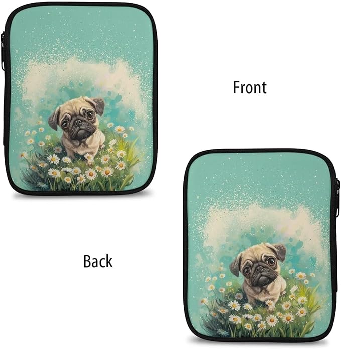 Hechitok Bulldog Floral Crochet Hook Case, Zipper Storage Organizer Bag with Web Pockets for Crochet Needles/Knitting Accessories/Crochet Hook Kit Tools Easy to Hold
