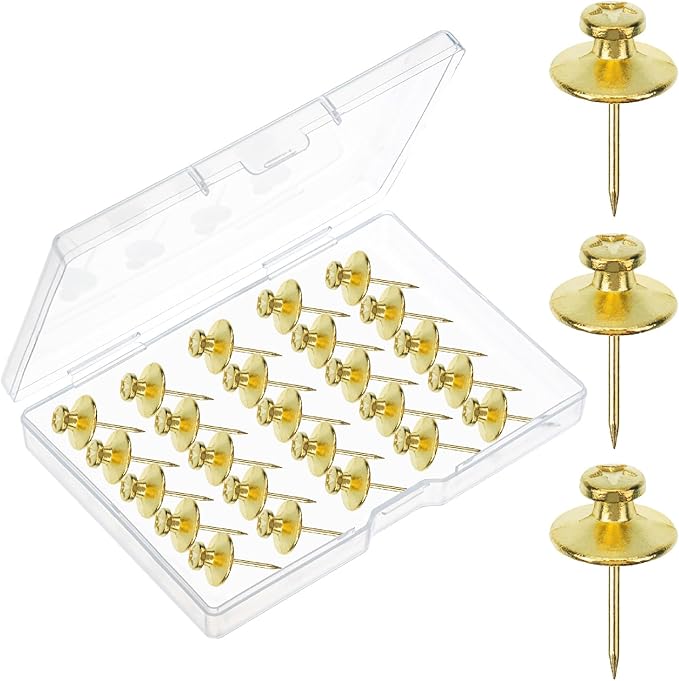 Mr. Pen- Double Headed Picture Nails, 25 Pack, Gold, Tacks for Wall Hangings, Pins, Thumb Tacks, Picture Hangers