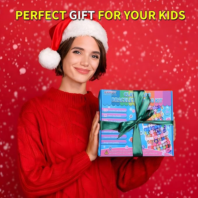 AIPRIDY Girls Toys Bracelet Making Kit, Clay Beads Jewelry Activity Kit, DIY Crafts Birthday Christmas Gifts for Girls Ages 5 6 7 8 9 10 11 12 Years Old (24 Colors 6500 Pcs)