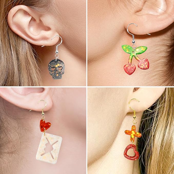 104Pcs Resin Molds Set for Women, Cute Designs with Accessories, Silicone Jewelry Molds for Resin Epoxy Keychain Earring Pendant Crafts Making