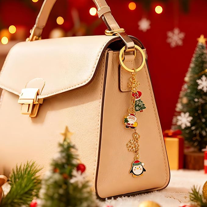 WATINC DIY Christmas Keychain Making Kit - 302Pcs Bag Christmas Charm Craft Kit with Pliers, Enamel Pendants, Charms Extender Chains for Xmas Holiday Gifts, Stocking Stuffers for Adults Teens Girls