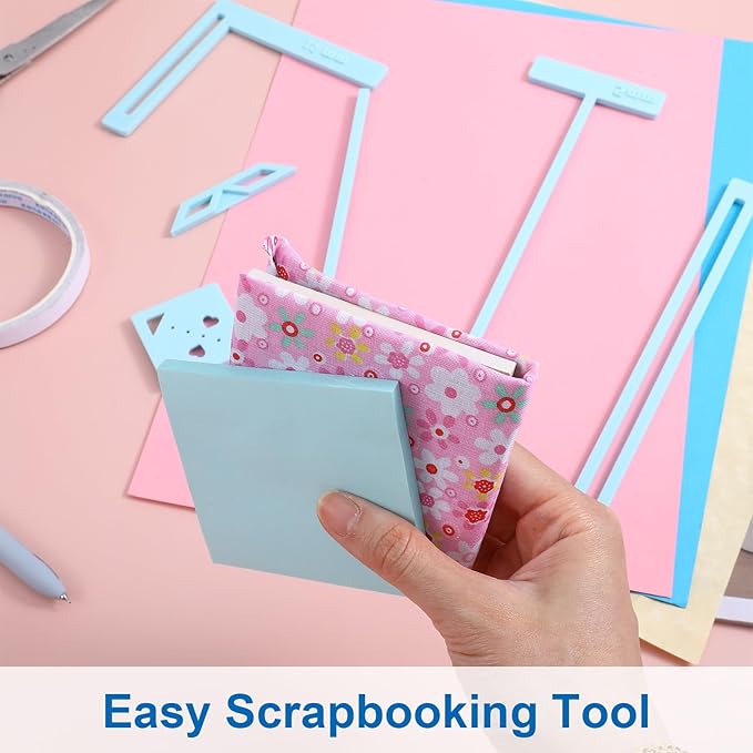 Bookbinding Easy Scrapbooking Tool for Starter 5pcs Complete Great Stencils and Cutter Guide Kit Can Be Made Into Notebook Calender Junk Journal Handbook Corner Miter Spine Spacer Divider Blue