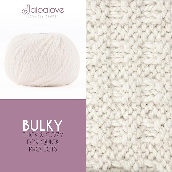 Bulky Set (6 x 1.75 oz) Super Soft Baby Alpaca Knitting Yarn Ecru 328 Yards