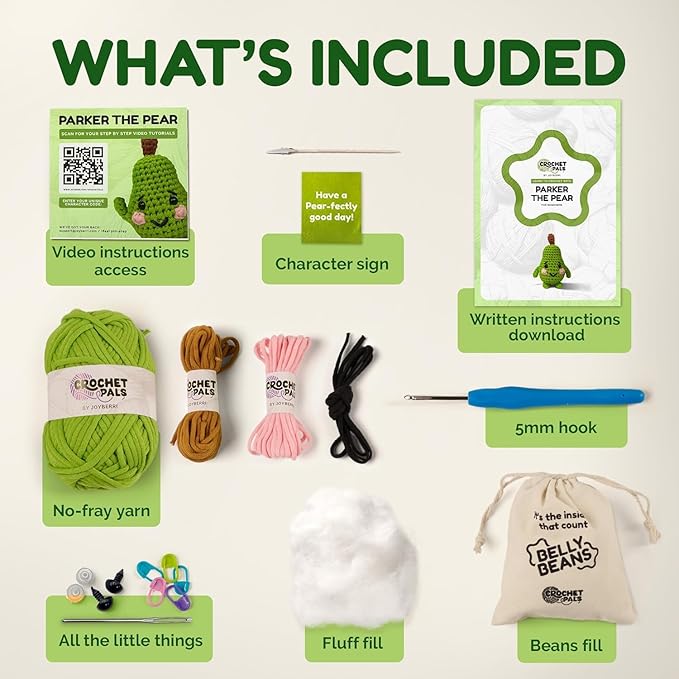 JOYBERRI Crochet Kit for Beginners - Beginner Crochet Kit for Adults and Kids - Learn to Make Amigurumi Animals with Step by Step Videos - All Materials Included