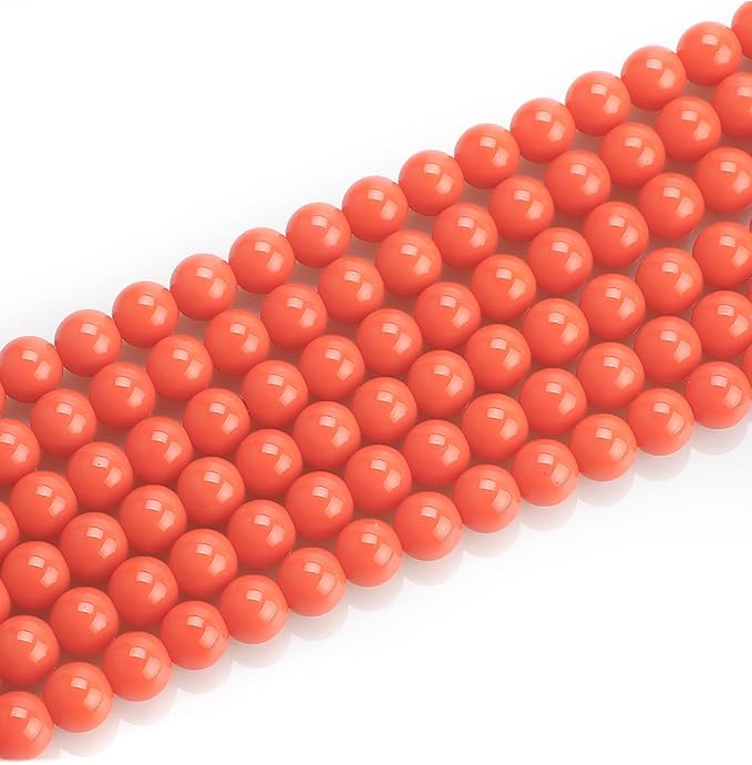 8mm Glass Beads 46PCS Glass Beads for Jewelry Making Charm Round Loose Bead for Bracelet Making Kit (Red Glass)