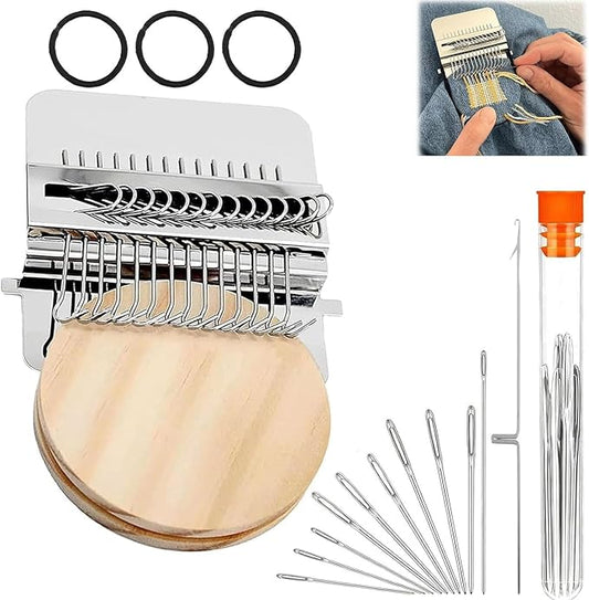 Bopanol Knit Patch, Knit Patch Loom kit, Mini Darning Loom for Beginners, Knit Patch kit Used for Repairing Holes in Socks, Clothes, and Jeans，Convenient to Carry and Easy to Use (14 Hooks)