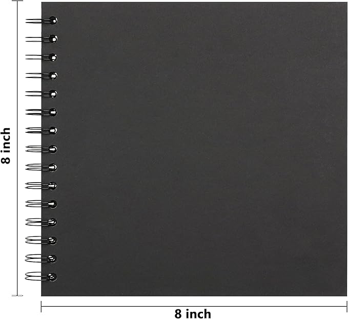 Vienrose DIY Scrapbook Album 8x8 Inch Hardcover Kraft Paper Scrap Book Photo Albums with 40 Blank Pages for Wedding Baby Shower, Black