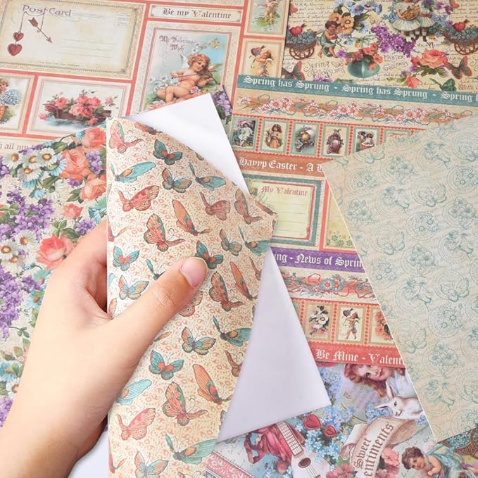 6x6” 160gsm cardstock Single Sided Scrapbooking 24 Papers Pad vintage decoupage scrapbook kit patterned paper junk journal supplies journaling supply scrap paper crafting Angel