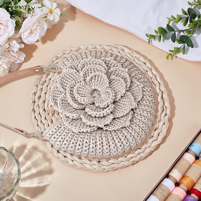 FREEBLOSS Crochet Bag Kit for Beginners Crochet Tote Bag Set Crochet Bag Starter Kit with Step-by-Step Video Tutorials, Flower Crochet Knitted Bag Adult Crafts Projects