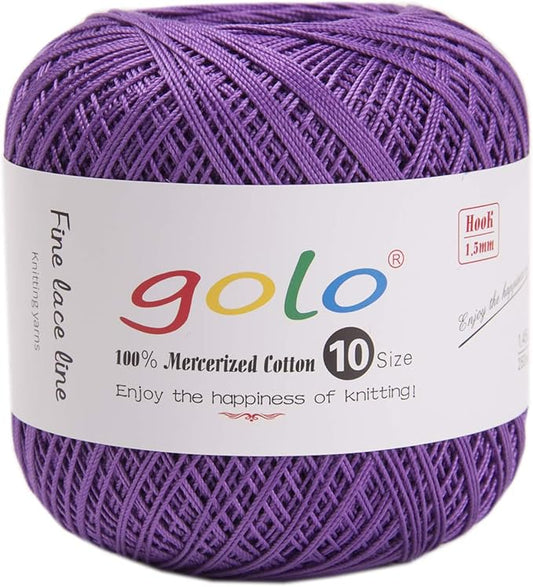 golo Crochet Yarn for Hand Knitting Crochet Thread Size 10 Purple Yarn 675