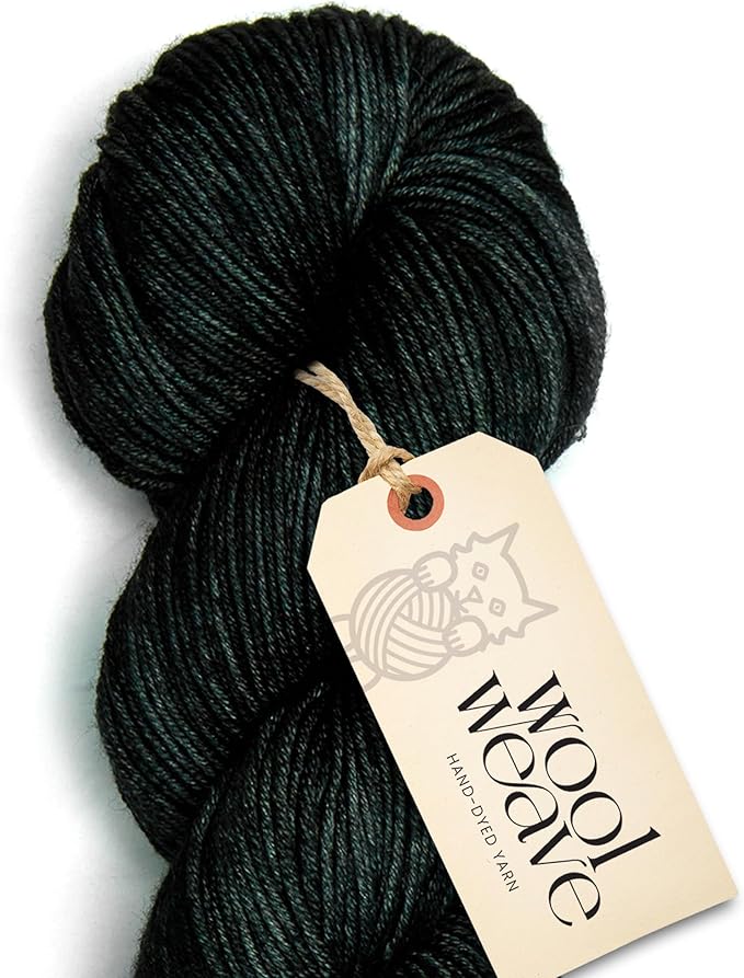 Superwash Merino Wool Yarn for Knitting & Crocheting - Premium Hand Dyed Yarns, 100gr, 240 Yards DK Weight - Luxurious, Soft & Durable Black Yarn