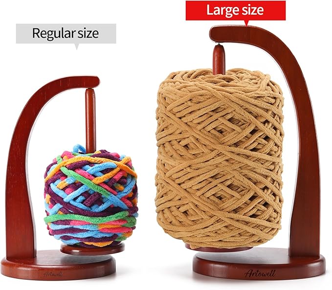 Model Magnetic Pendulum Wooden Yarn Holder for Crocheting, Yarn Storage Organizer, Delightful Surprise Gift for Knitting Lovers by ARTOWELL (Mahogany-Colored, Enlarged Size)
