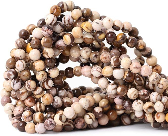 cheavian 60pcs 6mm natural australian zebra gemstone round loose beads crystal energy stone for diy jewelry making 1 strand 15"