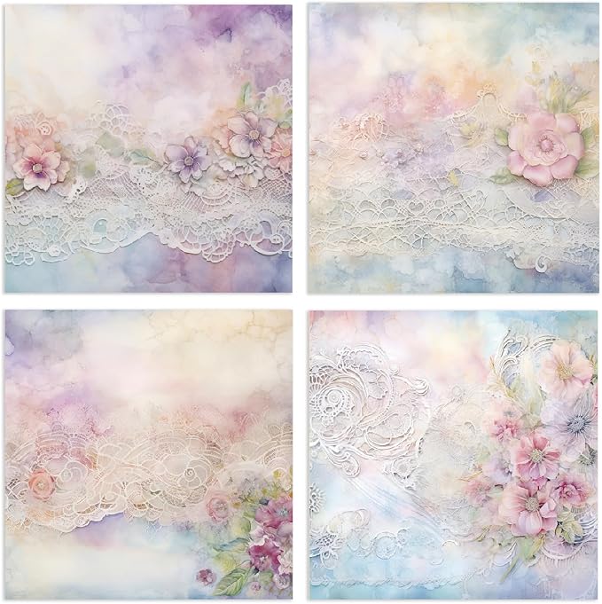 YASMEN Flowers Scrapbook Paper Pad, 6x6 Single-Sided Valentine Cardstock Paper Pad for Card Making, Journals, Planner, DIY Envelopes, Greeting Cards, Decorative Art Craft -24 Sheets